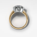 Mixed Metal Club Ring Solitaire Engagement Ring With a Round Cut Diamond