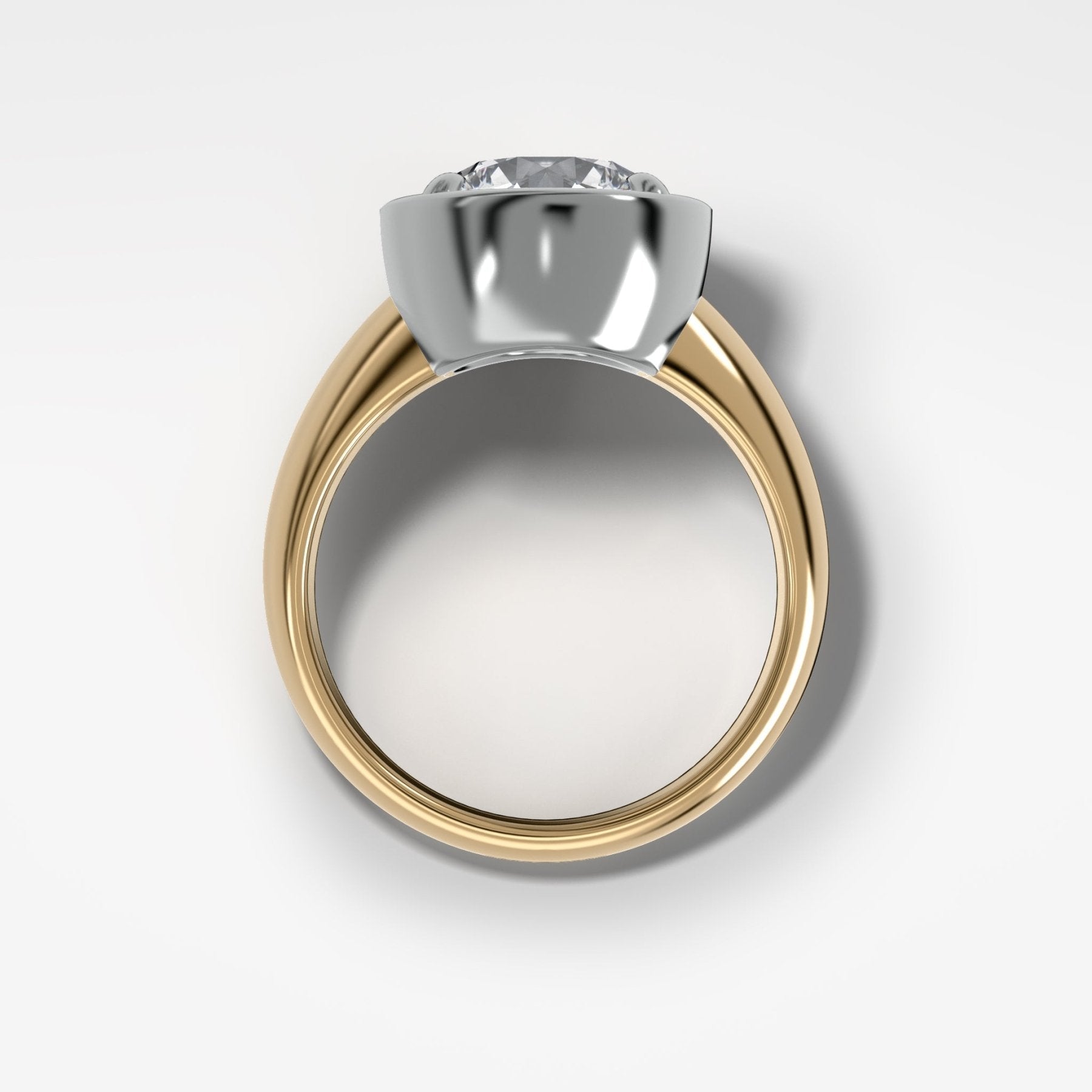 Mixed Metal Club Ring Solitaire Engagement Ring With a Round Cut Diamond