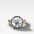 Mixed Metal Club Ring Solitaire Engagement Ring With a Round Cut Diamond