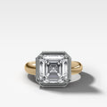 Mixed Metal Club Ring Solitaire Engagement Ring With an Asscher Cut Diamond
