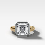 Mixed Metal Club Ring Solitaire Engagement Ring With an Asscher Cut Diamond