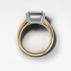 Mixed Metal Club Ring Solitaire Engagement Ring With an Asscher Cut Diamond