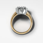 Mixed Metal Club Ring Solitaire Engagement Ring With an Oval Cut Diamond