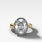 Mixed Metal Club Ring Solitaire Engagement Ring With an Oval Cut Diamond