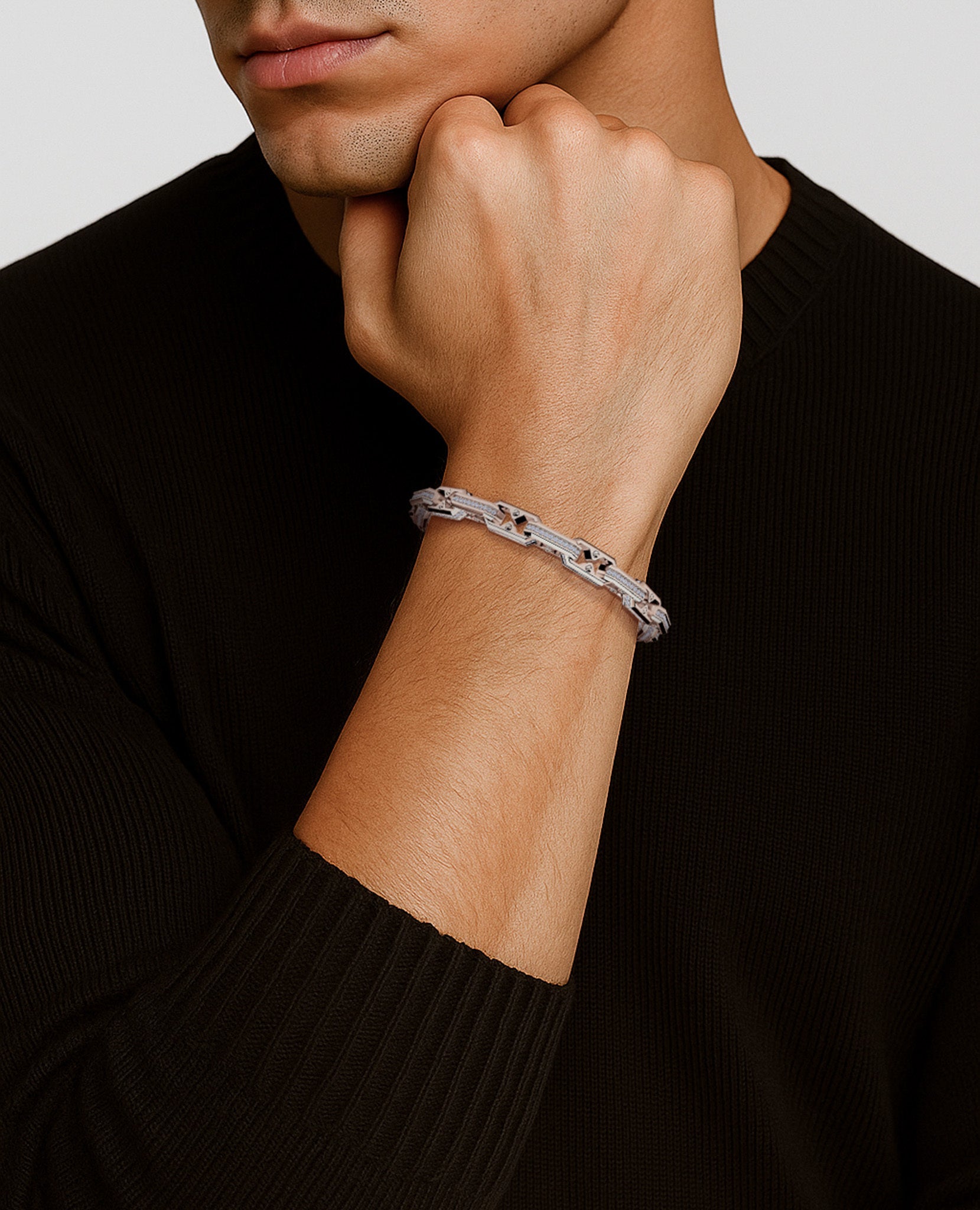 ARTURO Gold Link Bracelet with Diamonds - 6mm
