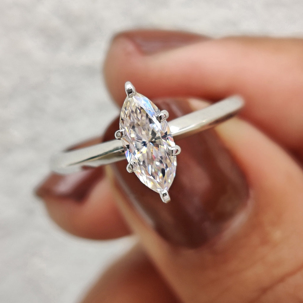 Marquise Solitaire Engagement Ring With Knife Edge Shank