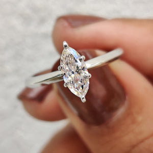 Marquise Solitaire Engagement Ring With Knife Edge Shank