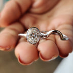 Solitaire Oval Engagement Ring With Wedding Band