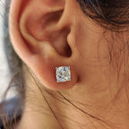 Cushion Old European Cut Stud Earrings Featuring Screw Back