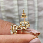 Round Cut Stud Earrings crafted in Moissanite with Screw Back