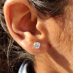 Round Cut Earrings In Screw Back Style
