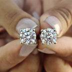 Elegant Round Diamond Stud Earrings for Gifting