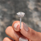Oval Hidden Halo Engagement Ring – Pave Setting