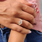 3 Stone Oval Engagement Ring With Double prong setting