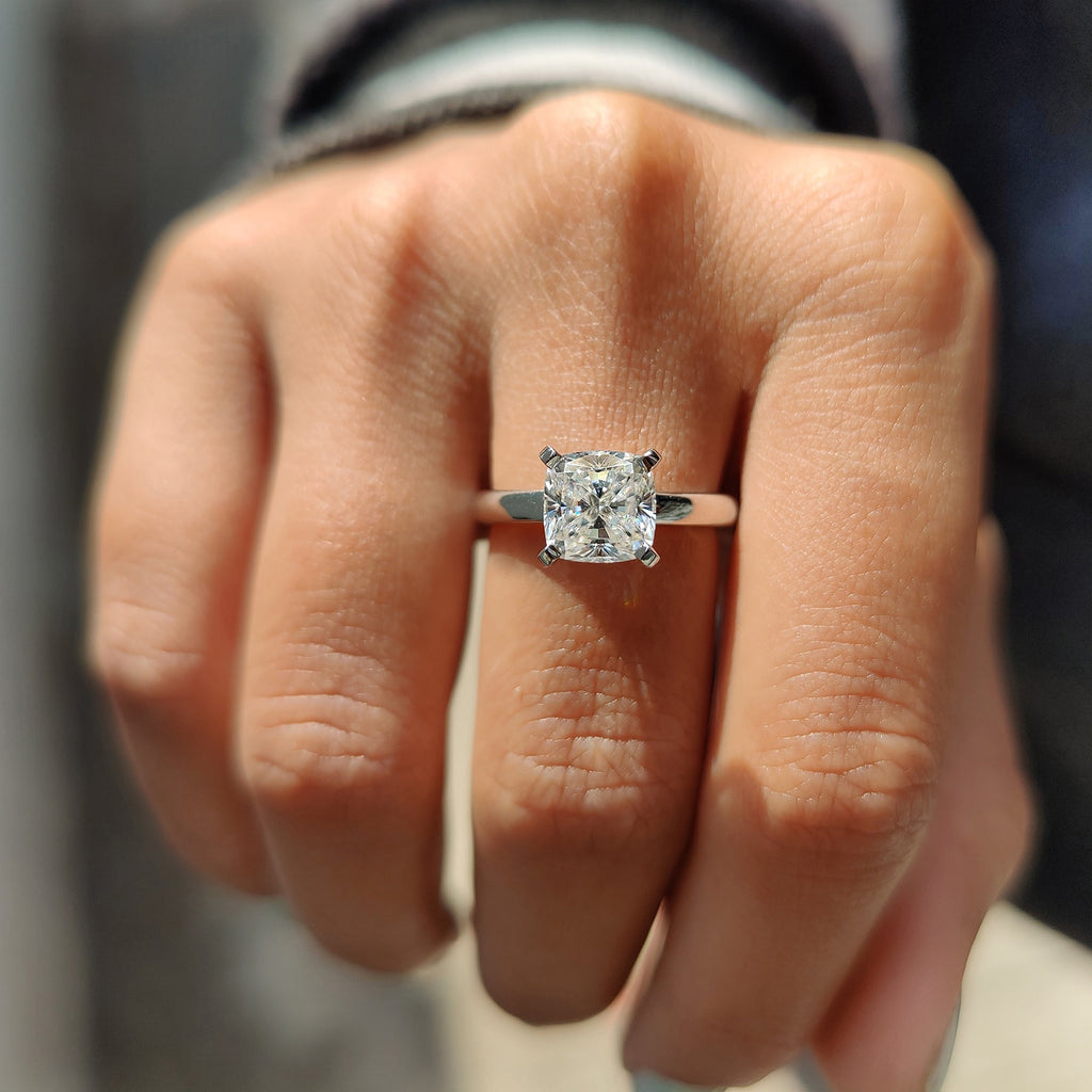 Solitaire Setting Cushion Cut Engagement Ring