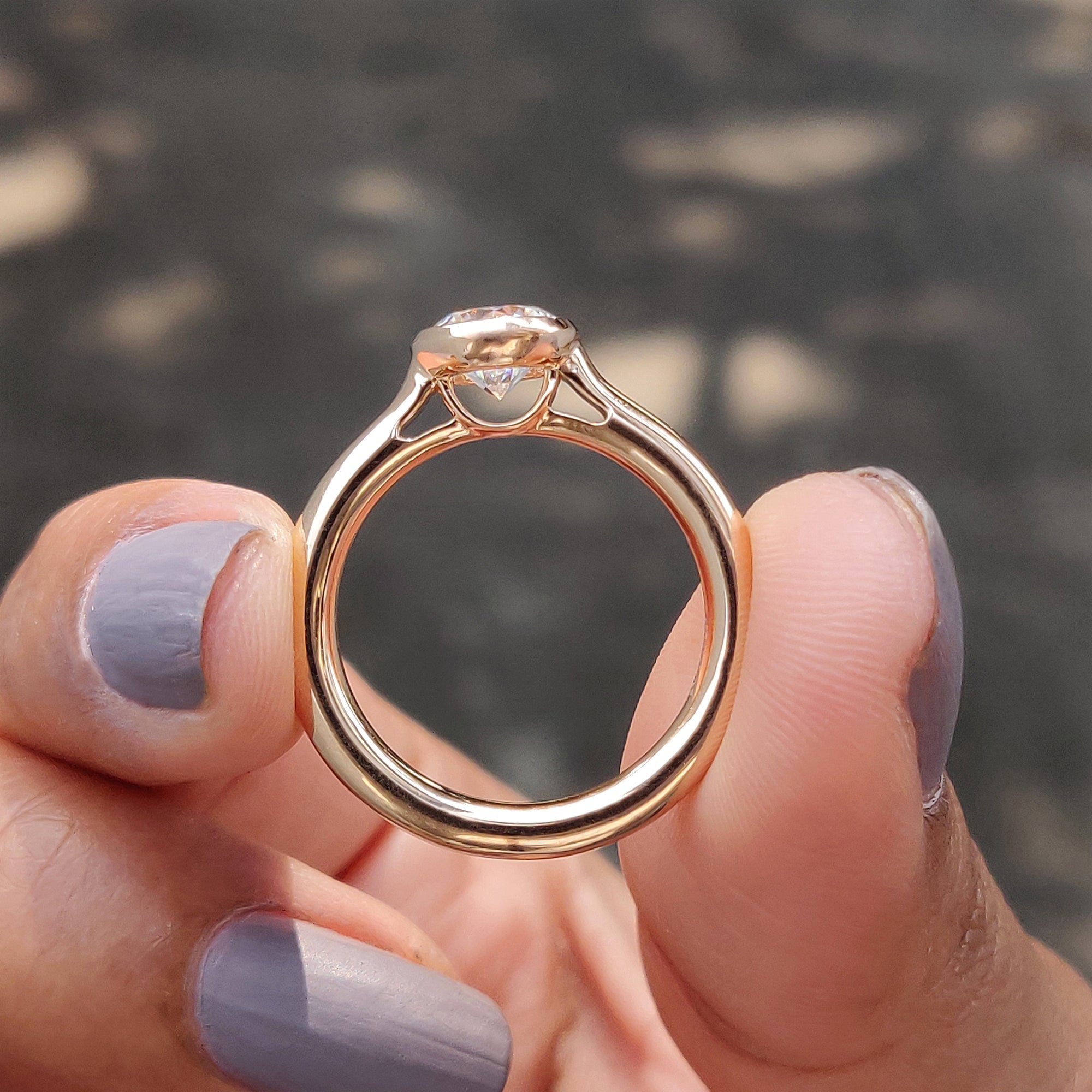 Round Bezel Engagement Ring In Solitaire Style
