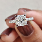 Cushion Cut Hidden Halo Engagement Ring