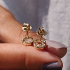 Round Rose Cut Moissanite Earrings In Milgrain Setting
