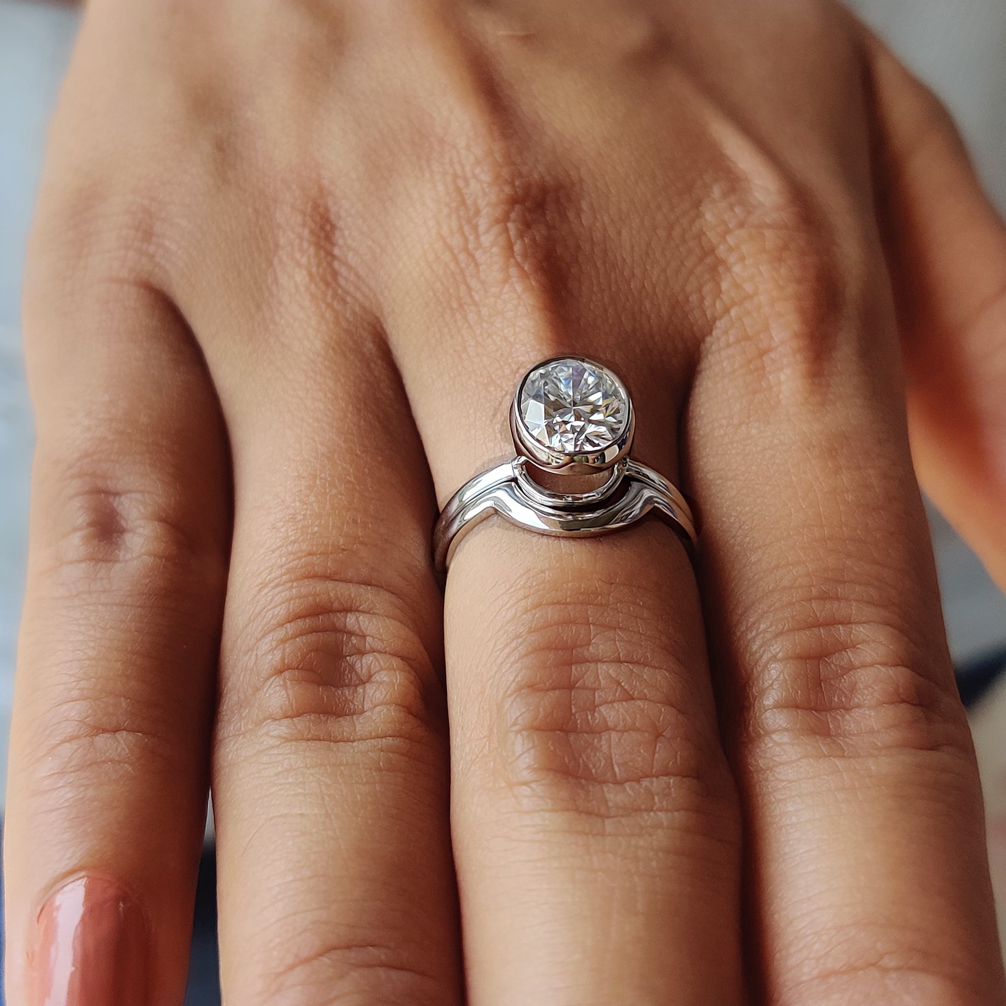 Solitaire Oval Engagement Ring With Wedding Band