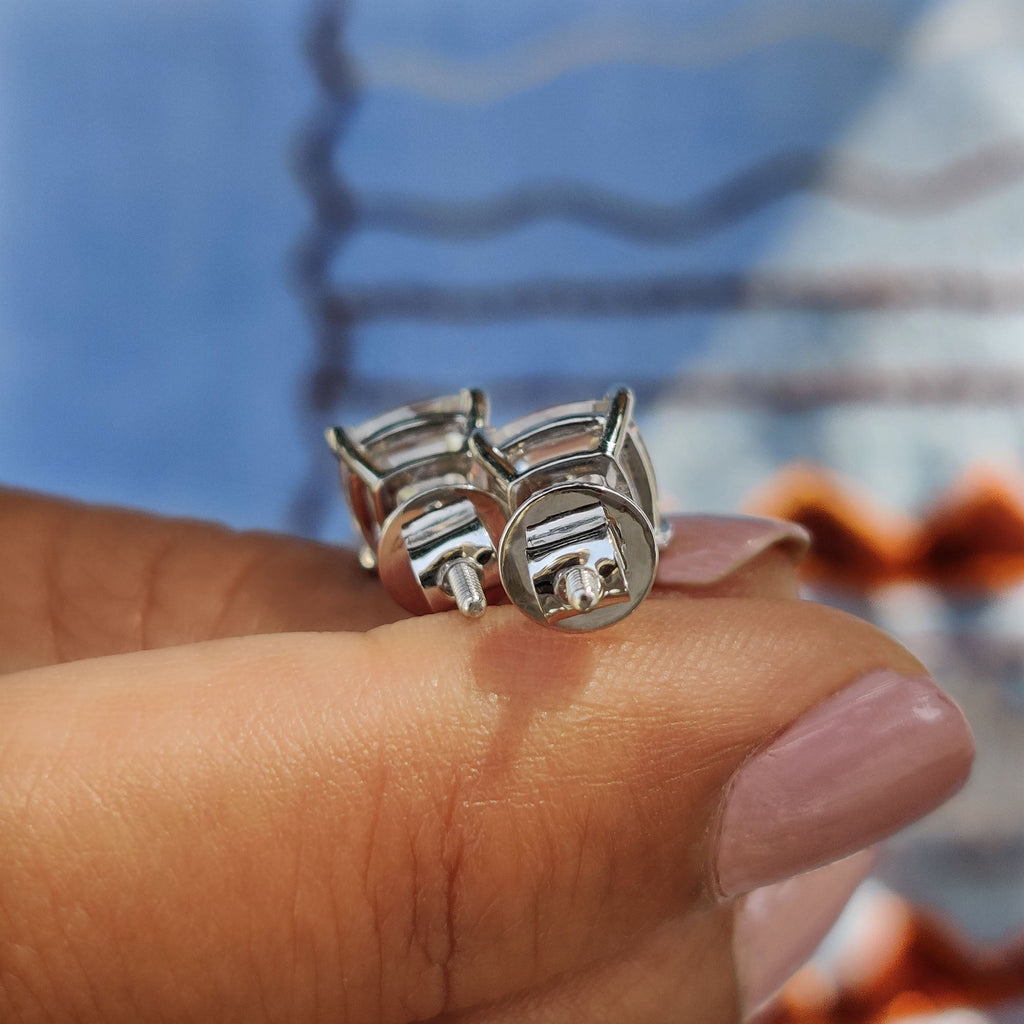 Cushion Old European Cut Stud Earrings Featuring Screw Back