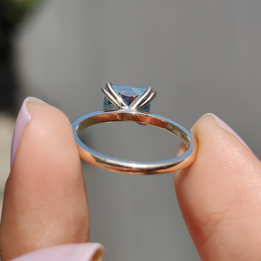 Radiant Cut Moissanite Engagement Ring Solitaire Style