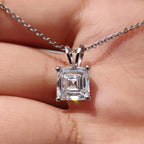 Asscher Cut Moissanite Pendant In Solitaire Style