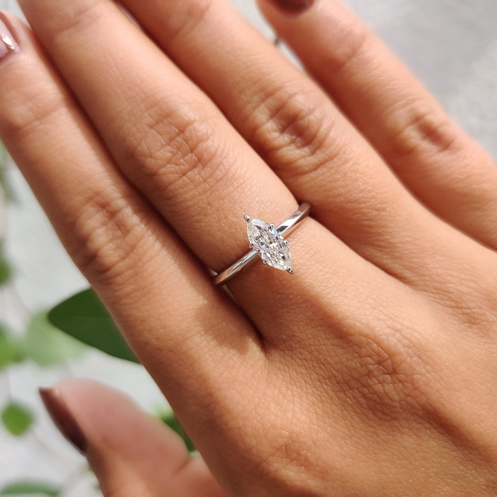 Marquise Solitaire Engagement Ring With Knife Edge Shank