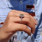 Light Yellow Oval Halo Engagement Ring