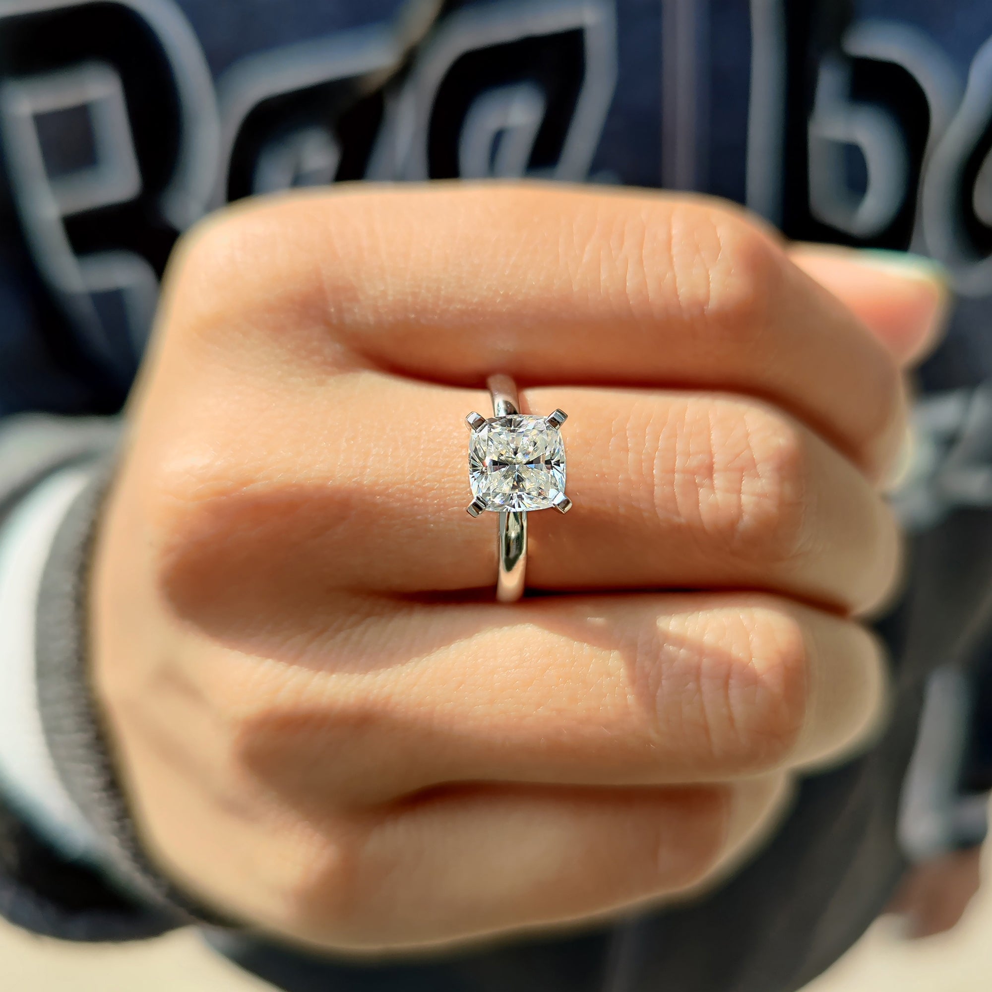 Solitaire Setting Cushion Cut Engagement Ring