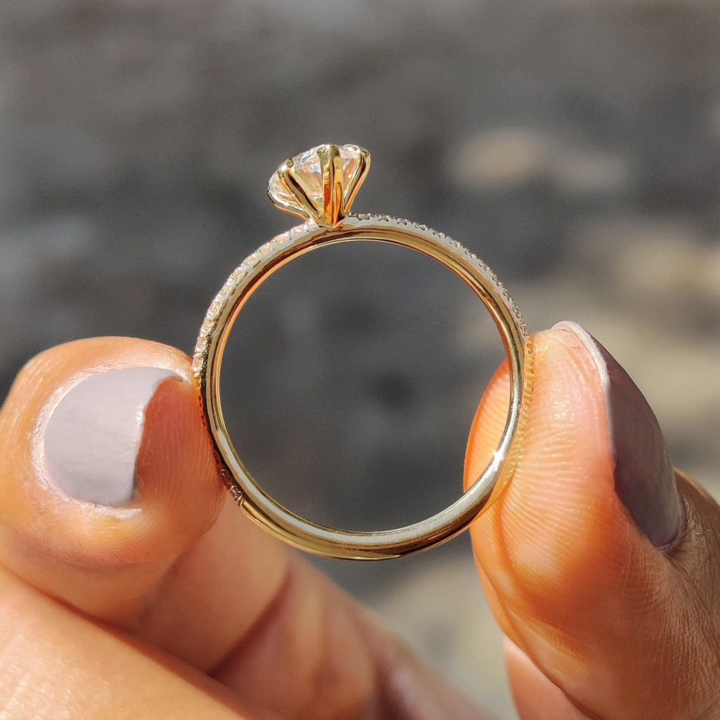 Pave Set Rose Gold Pear Shaped Engagement Ring