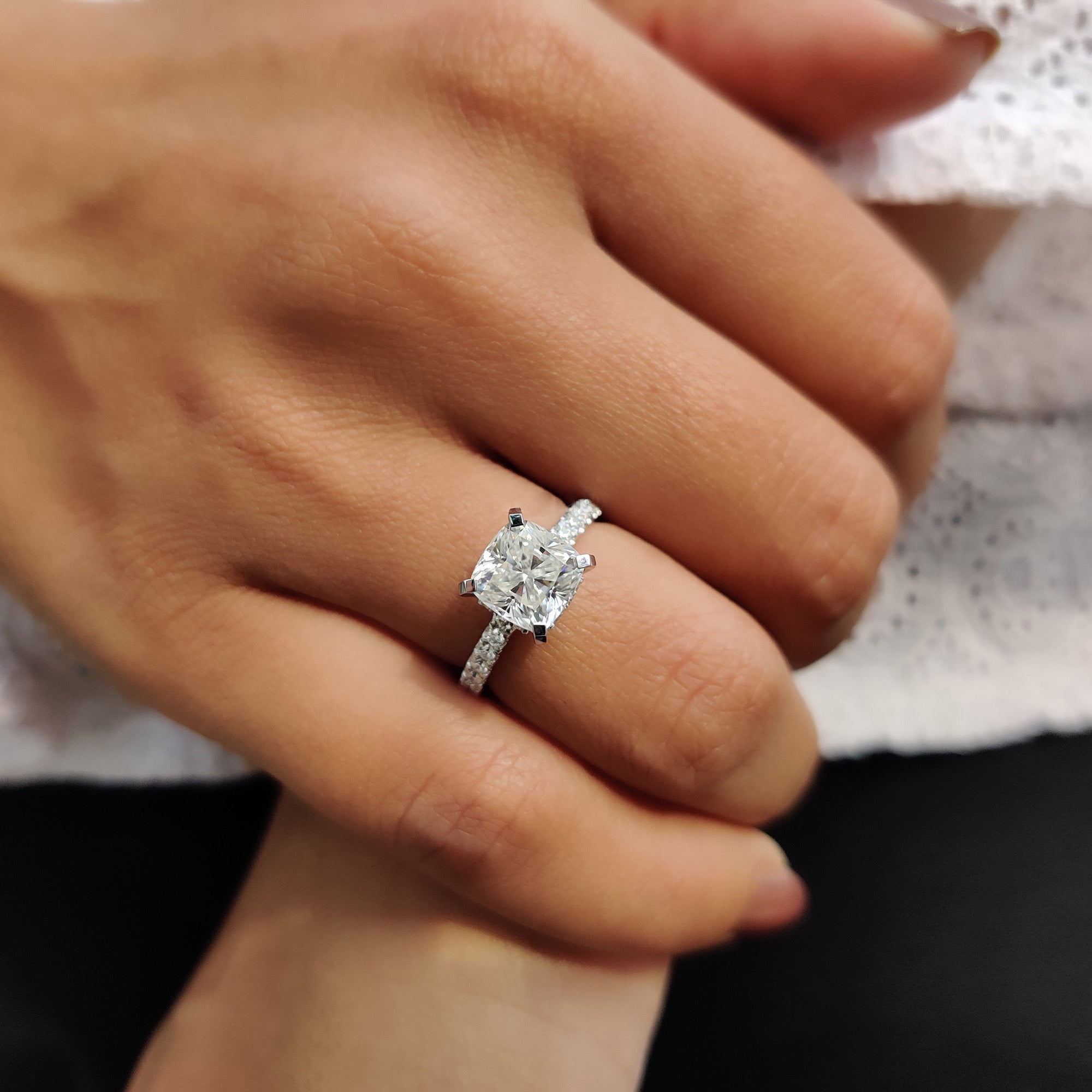 Cushion Cut Hidden Halo Engagement Ring Secondary image