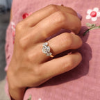 3 Stone Oval Engagement Ring With Double prong setting