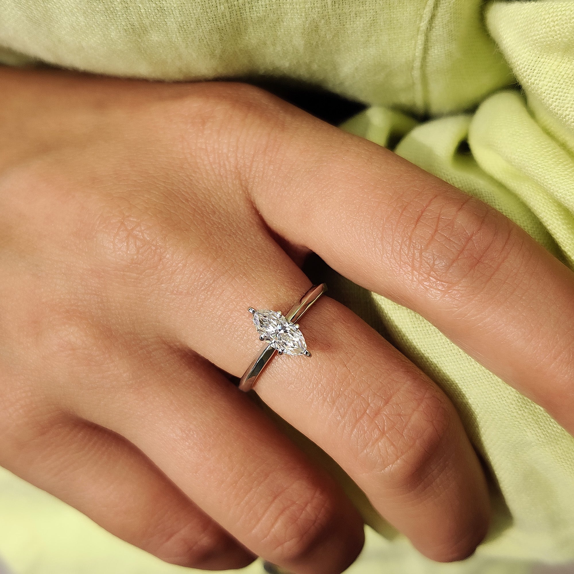 Marquise Solitaire Engagement Ring With Knife Edge Shank