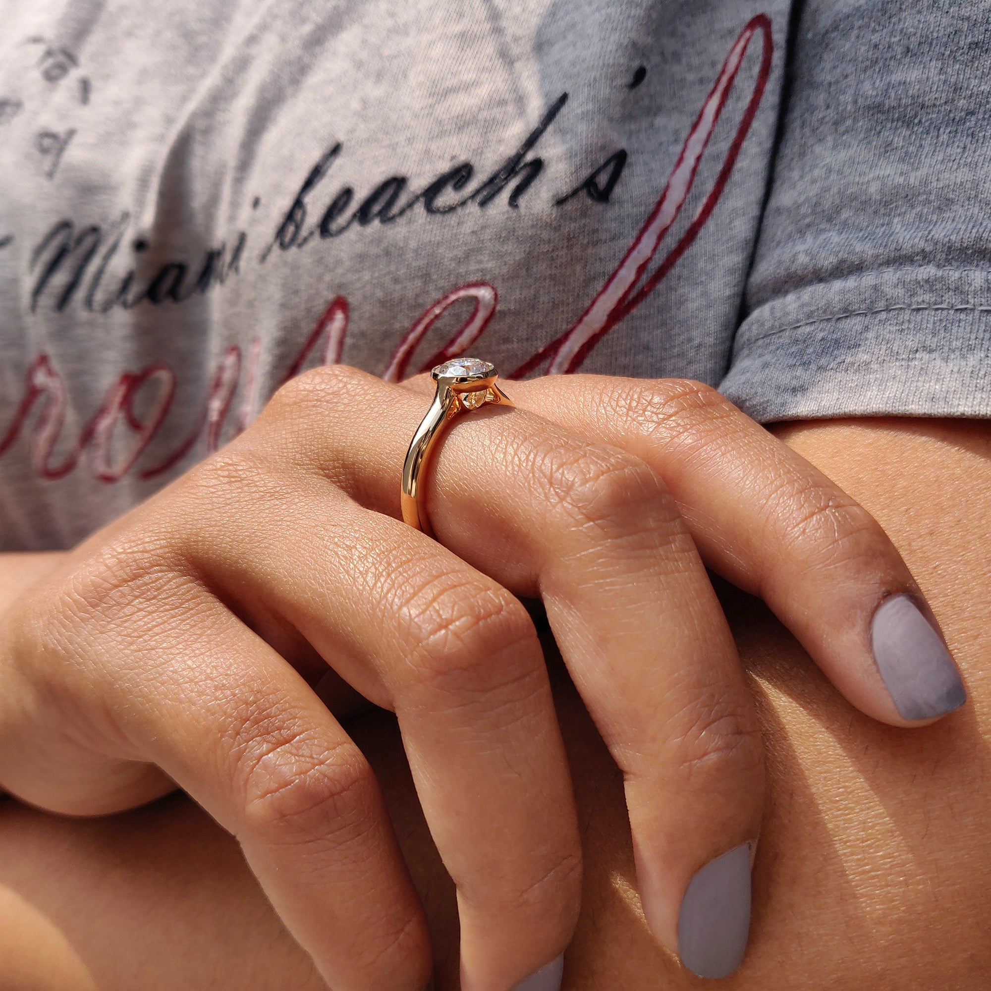 Round Bezel Engagement Ring In Solitaire Style