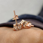 Round Old European Cut Stud Earrings In Screw Back