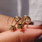 Round Rose Cut Moissanite Earrings In Milgrain Setting