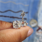Cushion Old European Cut Stud Earrings Featuring Screw Back