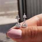Round Cut Moissanite Earrings In Stud Style