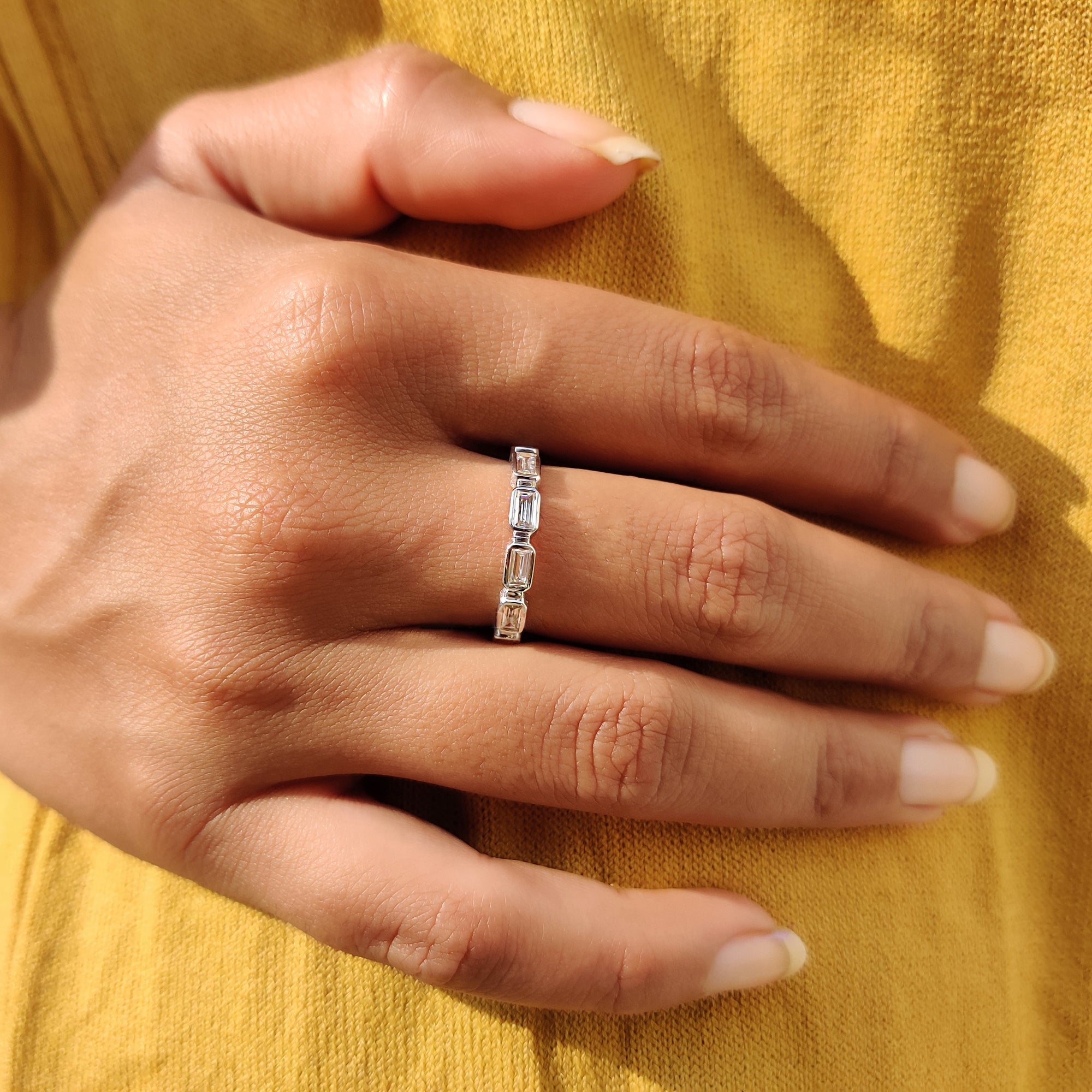 Full Eternity Moissanite Baguette Band