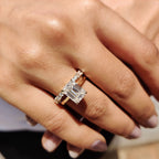 Hidden Halo Emerald Cut Engagement Ring With Eternity Band