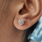 Round Old European Cut Stud Earrings In Screw Back