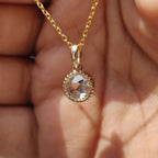 Round Rose Cut moissanite pendant In Solitaire style