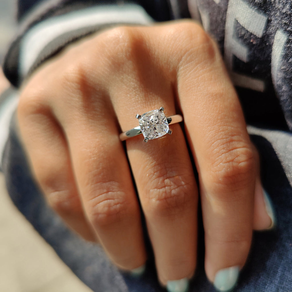 Solitaire Setting Cushion Cut Engagement Ring