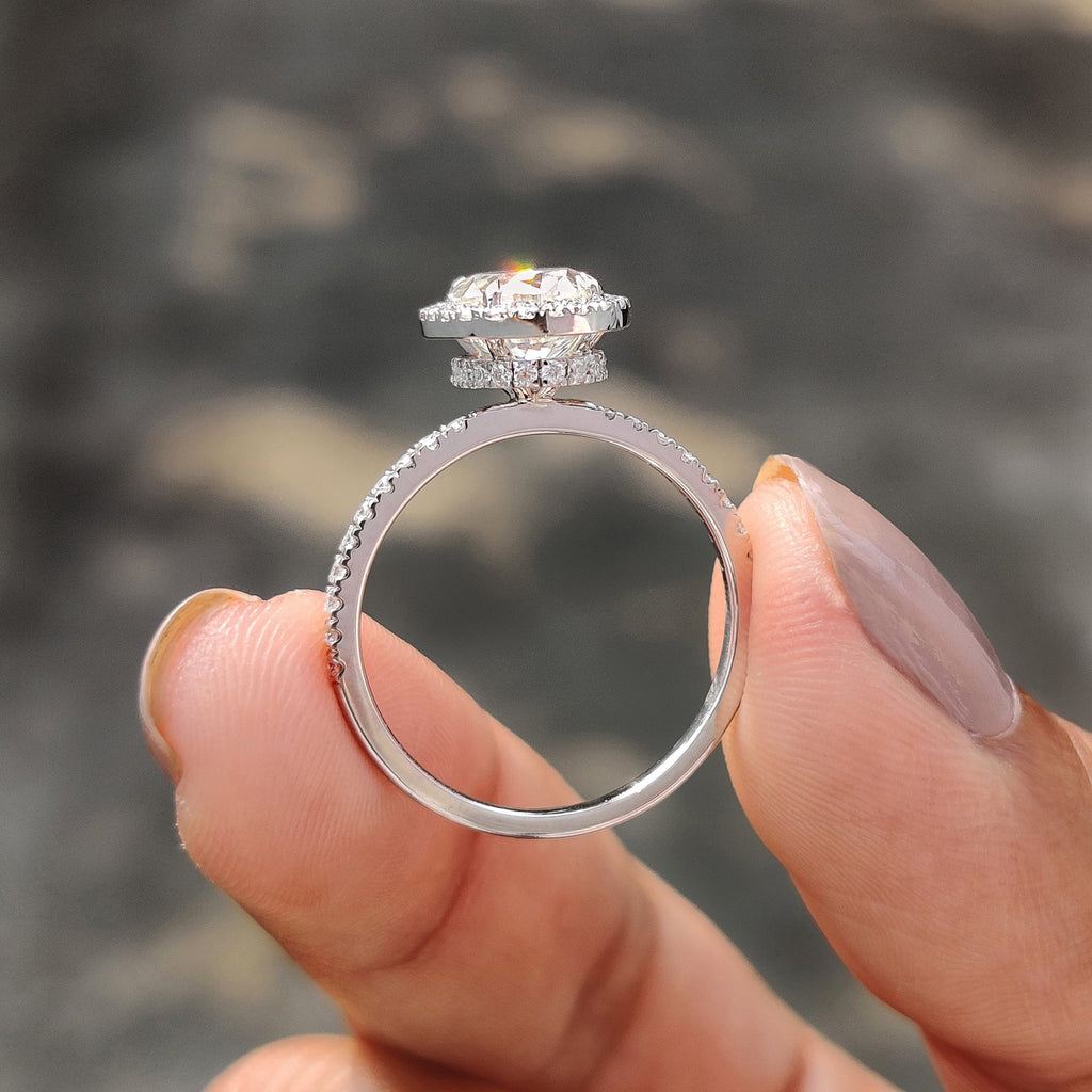 Oval Hidden Halo Engagement Ring – Pave Setting