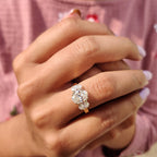 3 Stone Oval Engagement Ring With Double prong setting