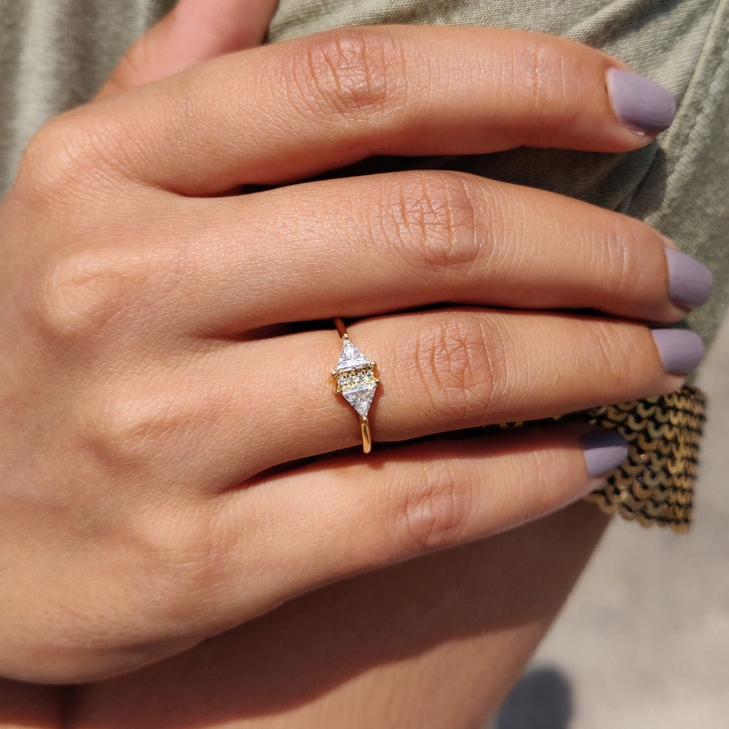 Triangle Cut Vintage Gold Ring