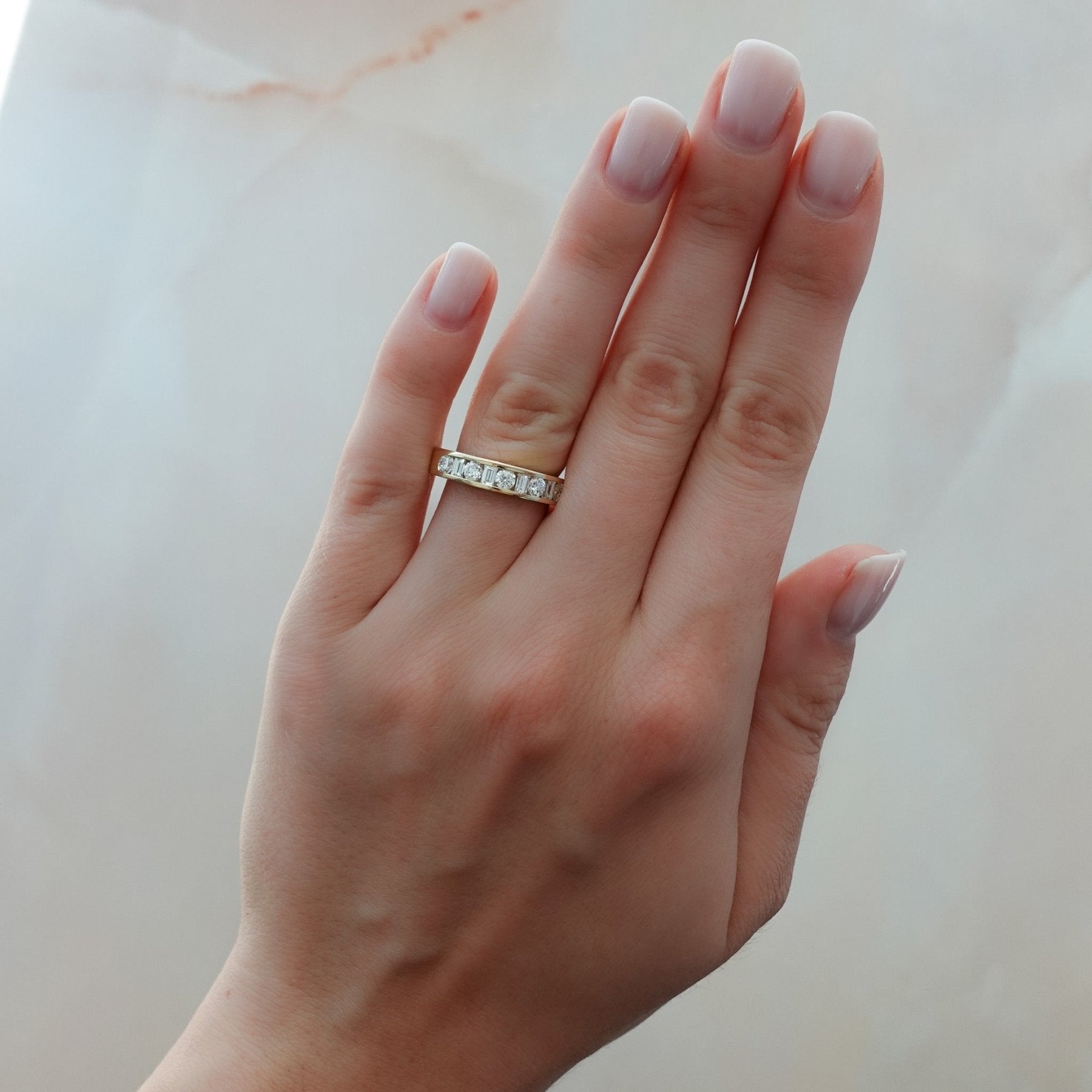 Multi Shape Channel Set Wedding band Secondary image