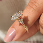 Vintage Style Marquise Lab Grown Diamond Ring with Milgrain Details