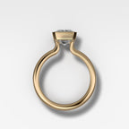North South Half Bezel Solitaire Engagement Ring with 3.09ct Lab Grown Elongated Radiant Cut Diamond