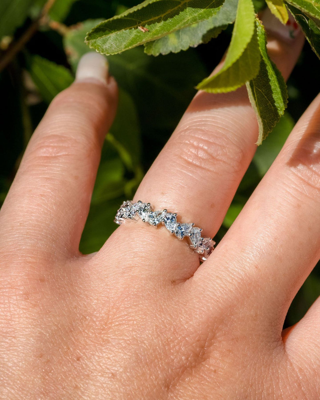 1.50 TCW Pear Cut Moissanite Full Eternity Wedding Band